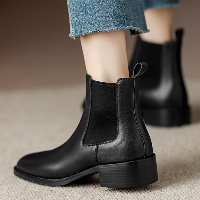 Womans Leather Black Work Chelsea Boots