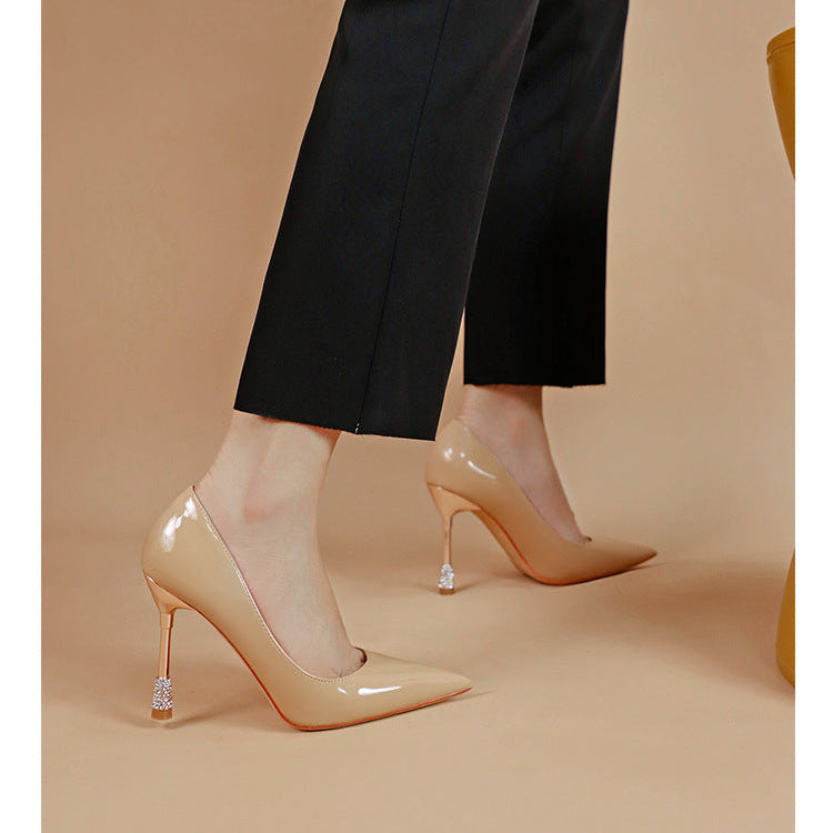 Women's Patent Leather Pointed Toe Stiletto Heels Pumps