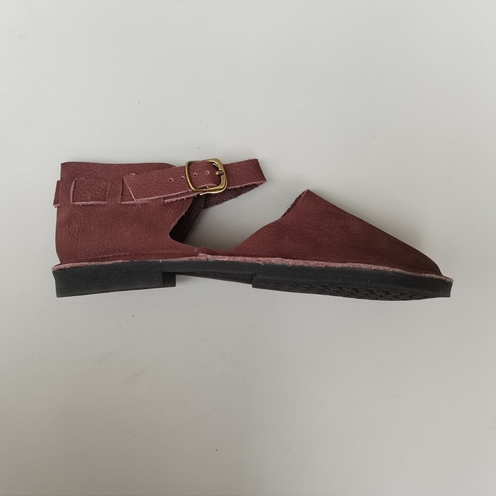 Handmade Genuine Leather Big Toe Box Sandals Ankle Strap Women's Shoes