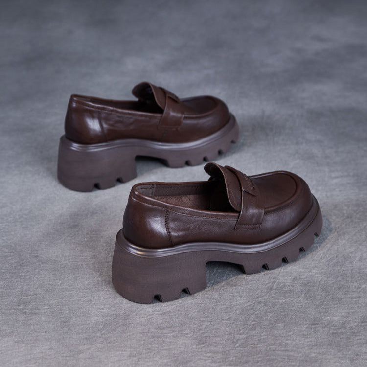 Minimalist Leather Loafers – Lightweight Platform Slip-Ons for Women