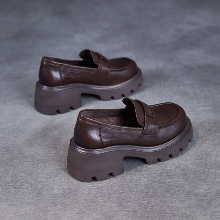 Minimalist Leather Loafers – Lightweight Platform Slip-Ons for Women