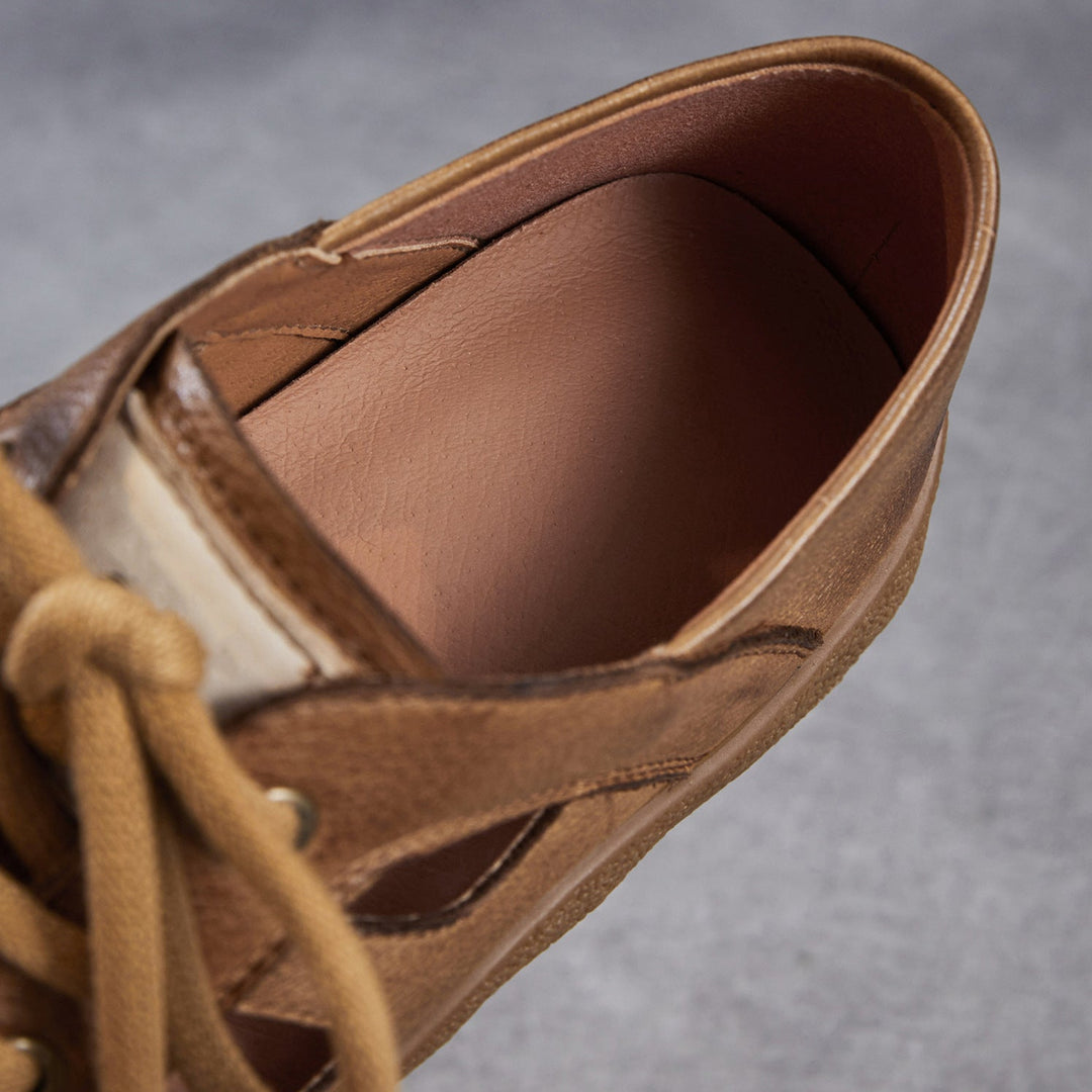Women's Chunky Leather Cutout Summer Oxford Sandals Barefoot-Friendly Perforated Walking Shoes