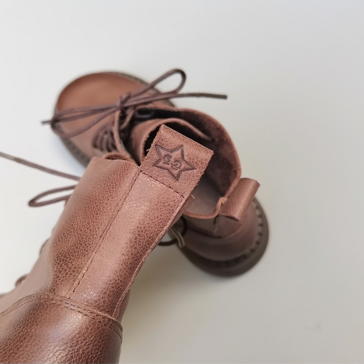 Wide-toe Box Handmade Genuine Leather Ankle Boots Casual Comfortable Women's Shoes