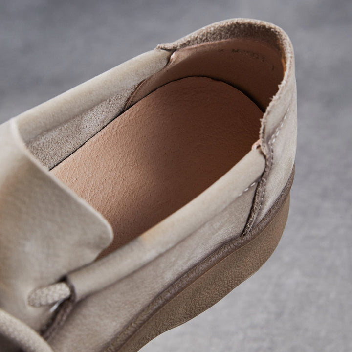 Comfortable Women's Soft Leather Round-Toe Lace-Up Walking Shoes