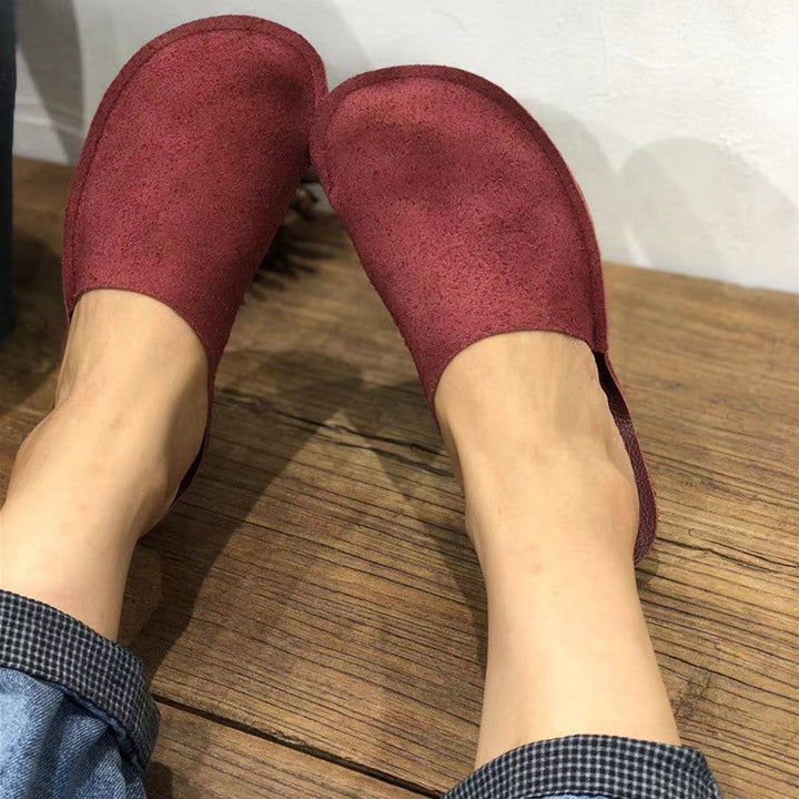 Women's Leather Minimalist Slant Cut Comfort Mule Shoes