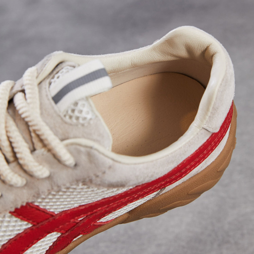 Womens Retro Mesh Running Sneakers Vintage Leather Lace-up Chunky Trainers