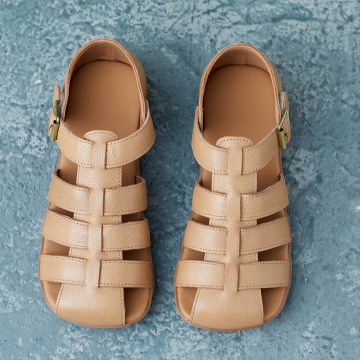 Women's Handmade Leather Closed Toe Casual Fisherman Sandals