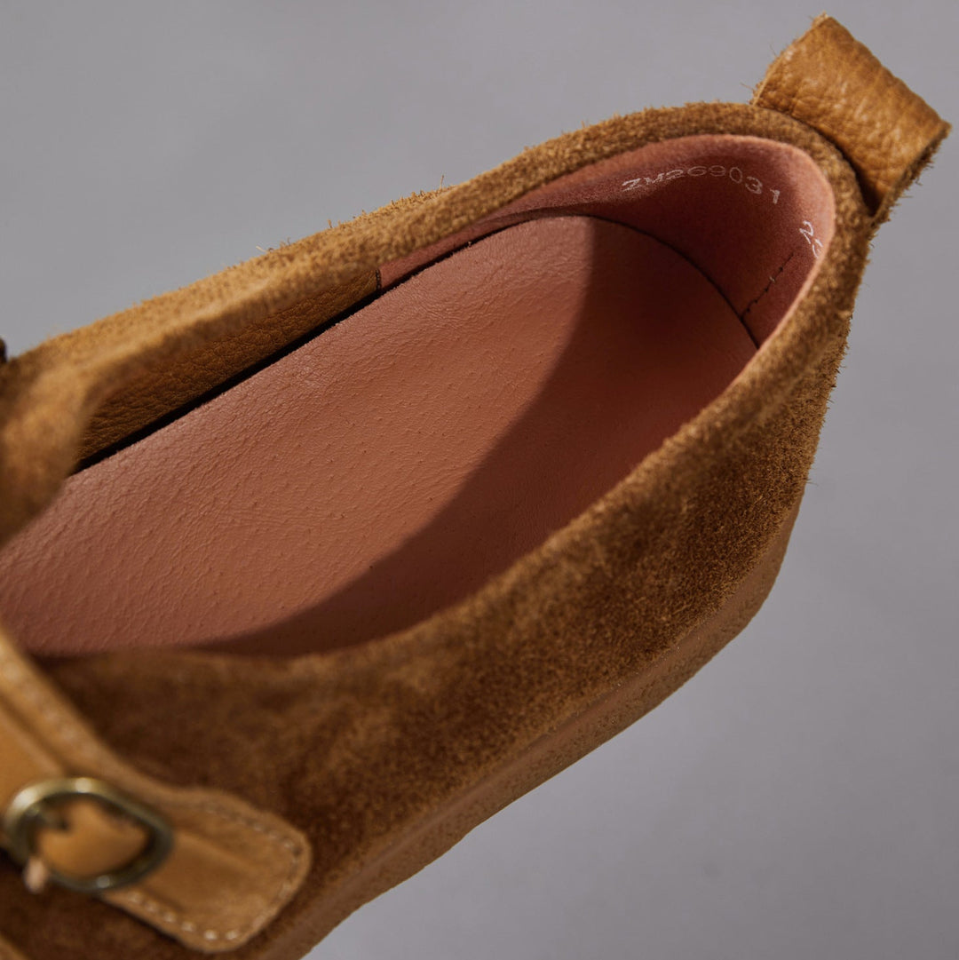 Women‘s Retro Leather Slip-on Mary Jane Flats Vintage Casual Walking Shoes