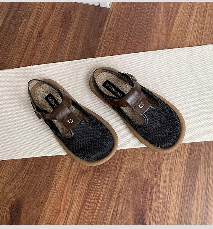 Women's Breathable Mesh Patchwork Sandals – Summer Casual Flat Shoes