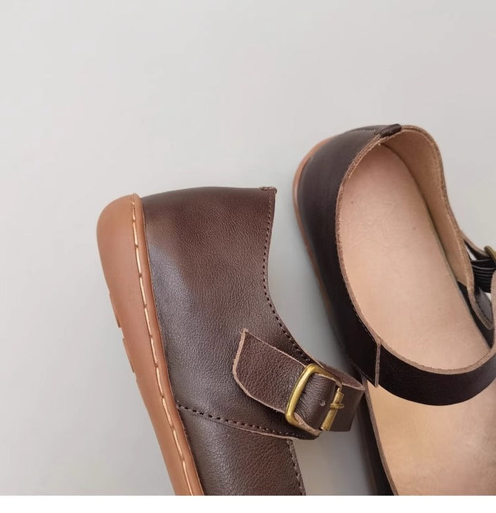 Leather Stitching Comfortable Buckle Low-cut Niche Mary Jane Shoes Women's Shoes