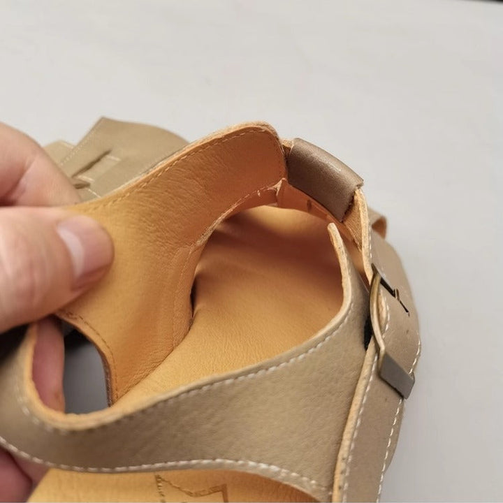 Women's Wide-Fit Leather Sandals – Non-Slip, Comfortable & Casual for Summer