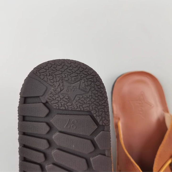Women's Summer Leather Open Toe Niche Mule Shoes Sandals