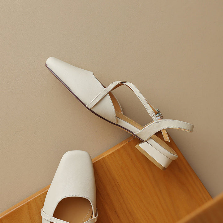 Women's Handmade Vintage Cross Buckle Summer Low Heel Sandals