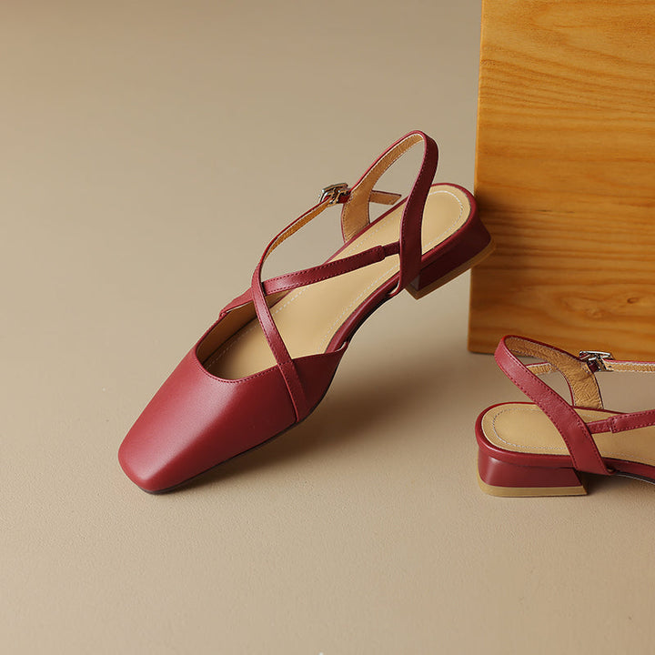 Women's Handmade Vintage Cross Buckle Summer Low Heel Sandals