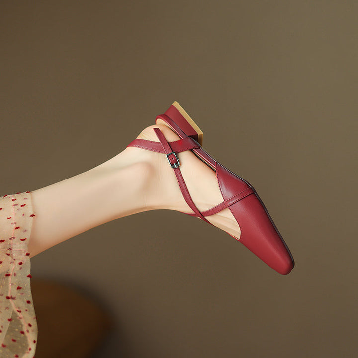 Women's Handmade Vintage Cross Buckle Summer Low Heel Sandals