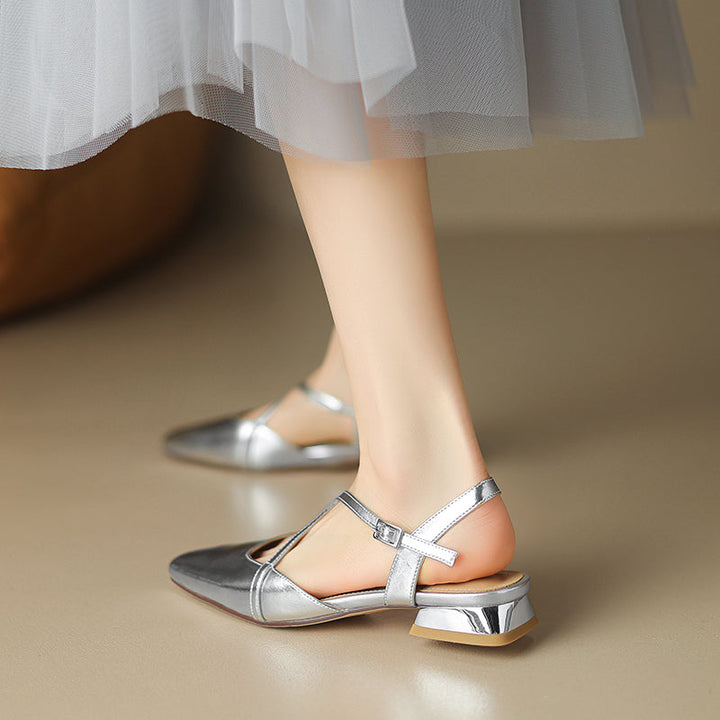 Women's Handmade Vintage Cross Buckle Summer Low Heel Sandals