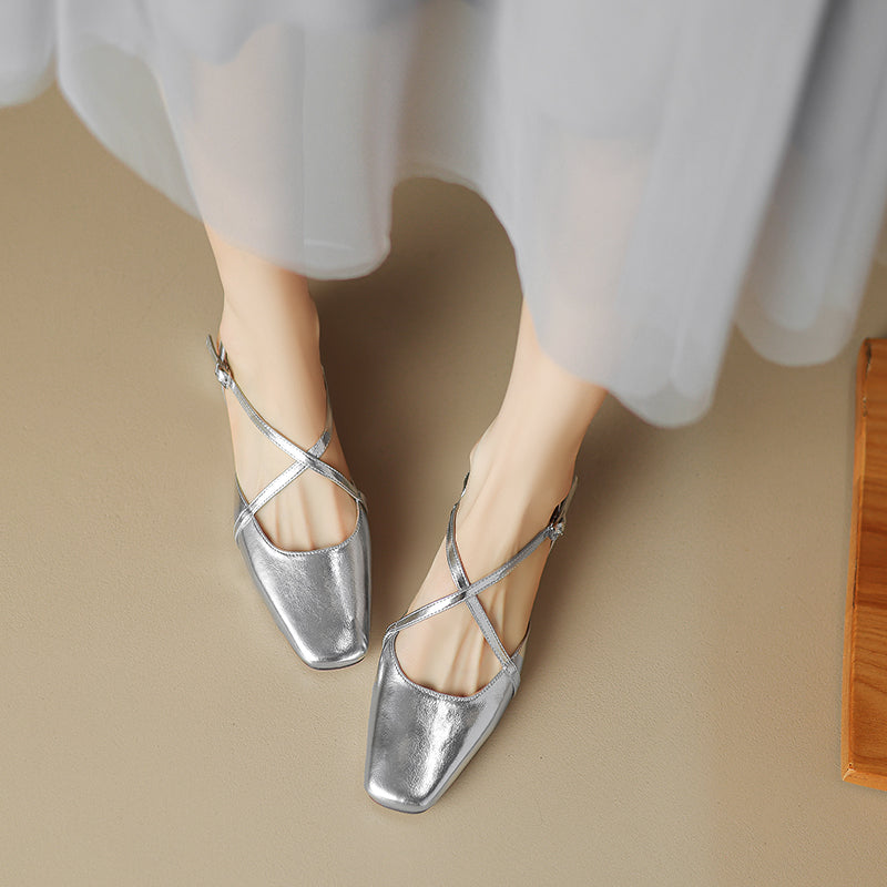 Women's Handmade Vintage Cross Buckle Summer Low Heel Sandals