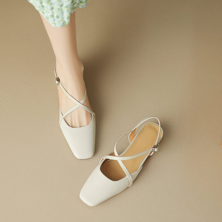 Women's Handmade Vintage Cross Buckle Summer Low Heel Sandals
