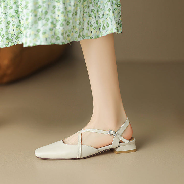 Women's Handmade Vintage Cross Buckle Summer Low Heel Sandals