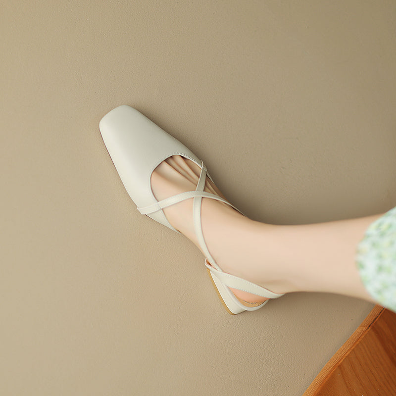 Women's Handmade Vintage Cross Buckle Summer Low Heel Sandals