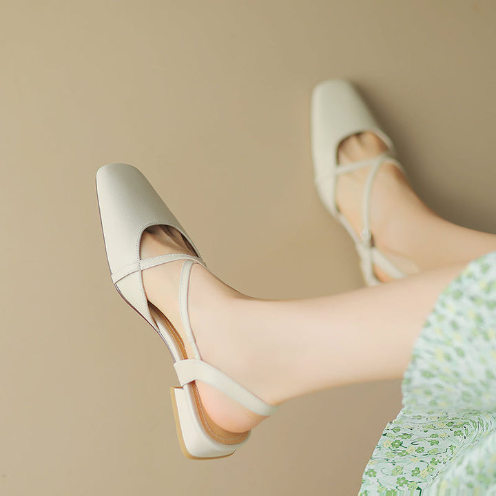 Women's Handmade Vintage Cross Buckle Summer Low Heel Sandals