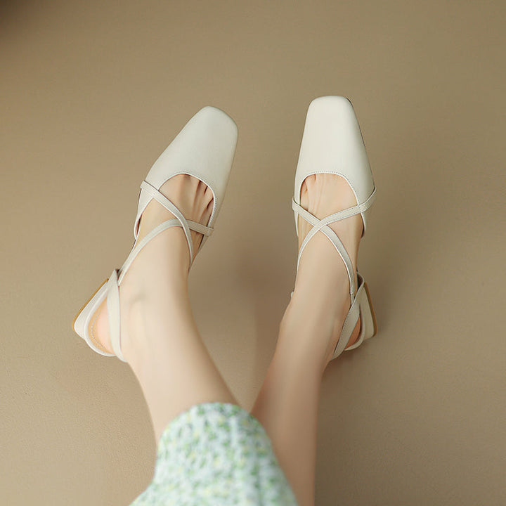 Women's Handmade Vintage Cross Buckle Summer Low Heel Sandals