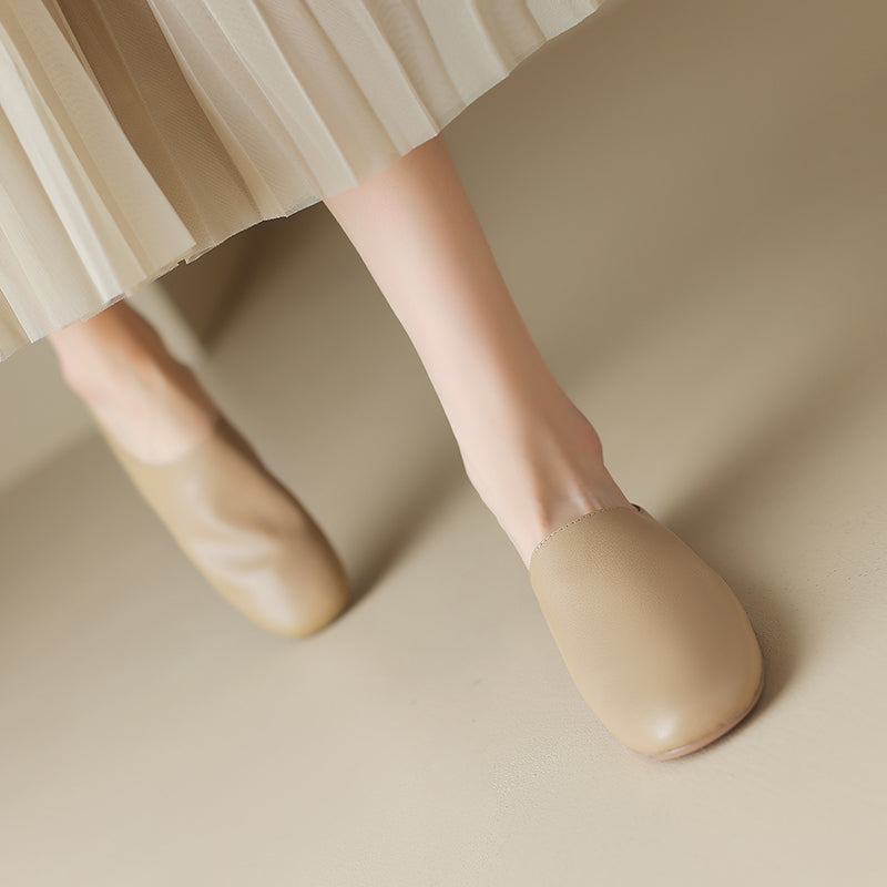 Women's Leather Retro Minimalist Comfort Mule Shoes