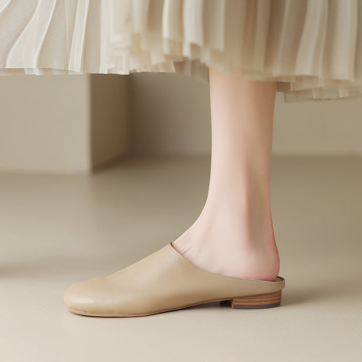 Women's Leather Retro Minimalist Comfort Mule Shoes