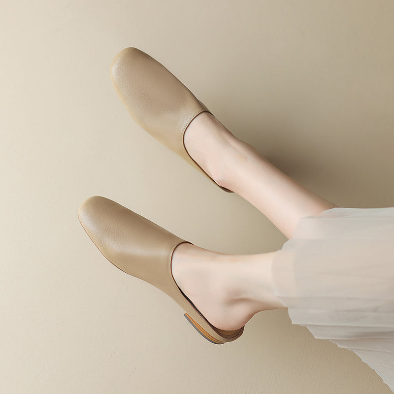 Women's Leather Retro Minimalist Comfort Mule Shoes