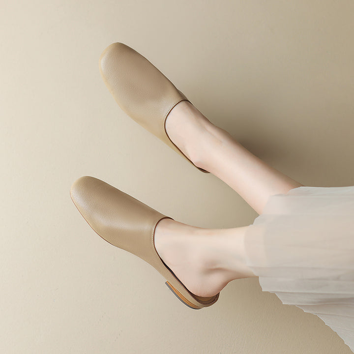 Women's Leather Retro Minimalist Comfort Mule Shoes