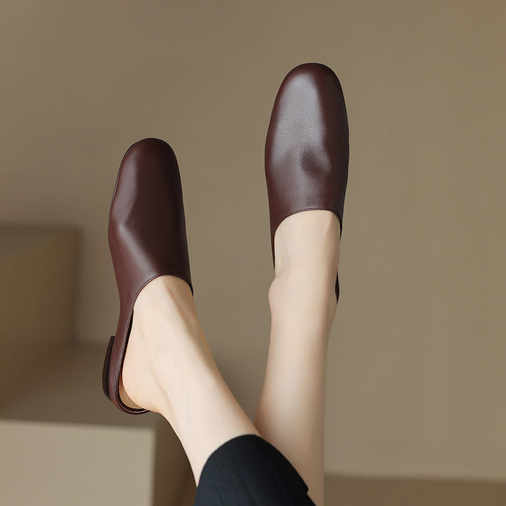 Women's Leather Retro Minimalist Comfort Mule Shoes