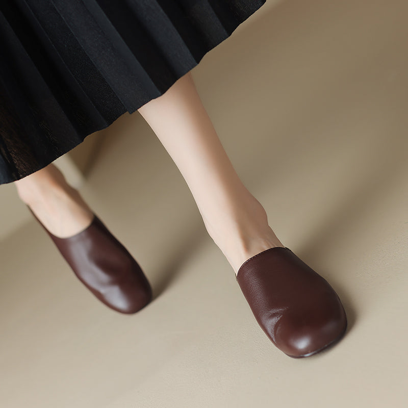 Women's Leather Retro Minimalist Comfort Mule Shoes