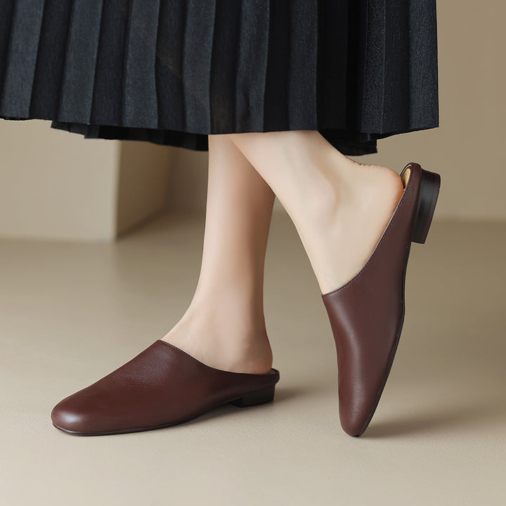 Women's Leather Retro Minimalist Comfort Mule Shoes