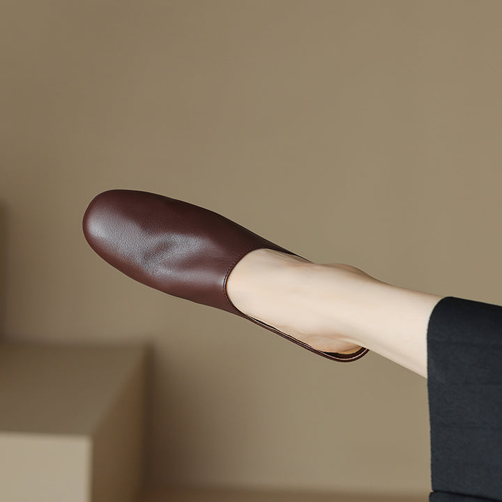 Women's Leather Retro Minimalist Comfort Mule Shoes