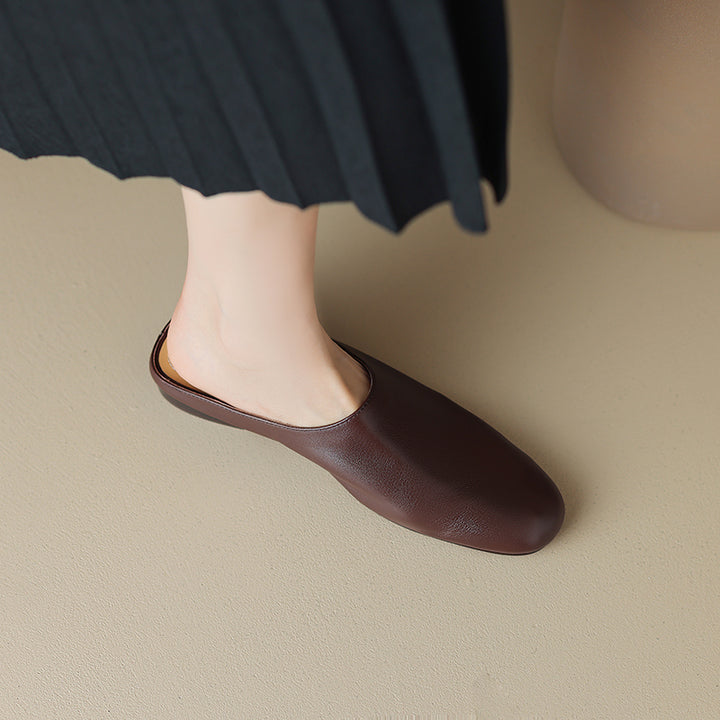 Women's Leather Retro Minimalist Comfort Mule Shoes