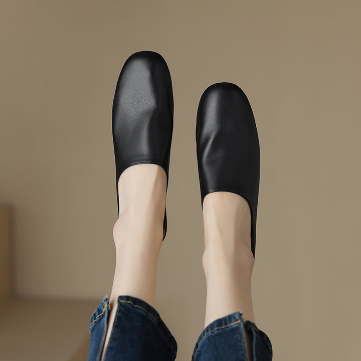 Women's Leather Retro Minimalist Comfort Mule Shoes