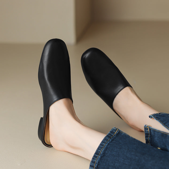 Women's Leather Retro Minimalist Comfort Mule Shoes