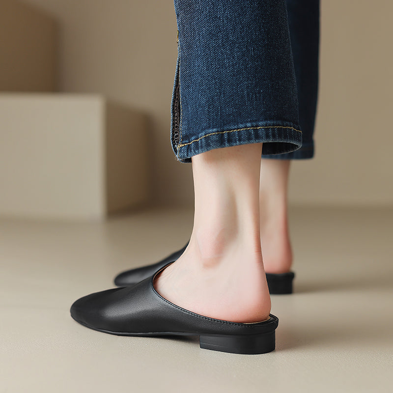 Women's Leather Retro Minimalist Comfort Mule Shoes