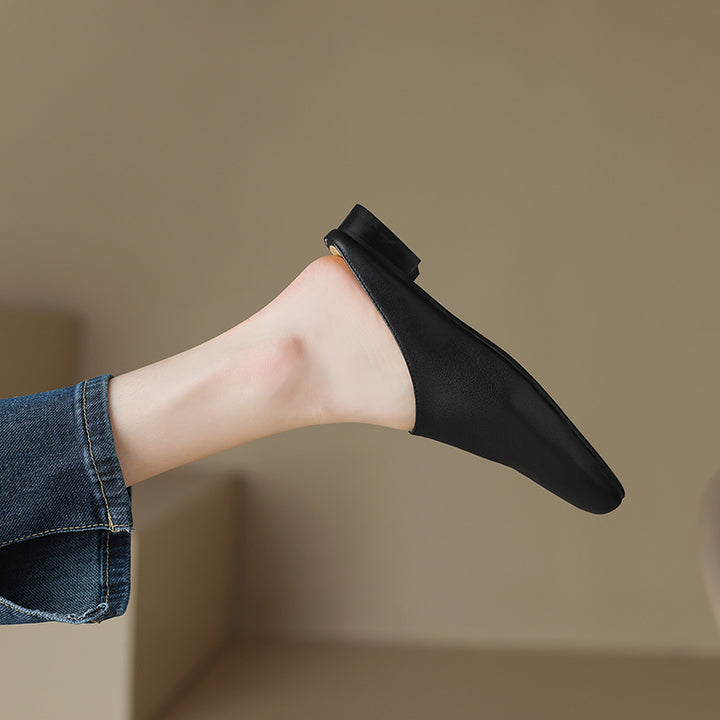 Women's Leather Retro Minimalist Comfort Mule Shoes