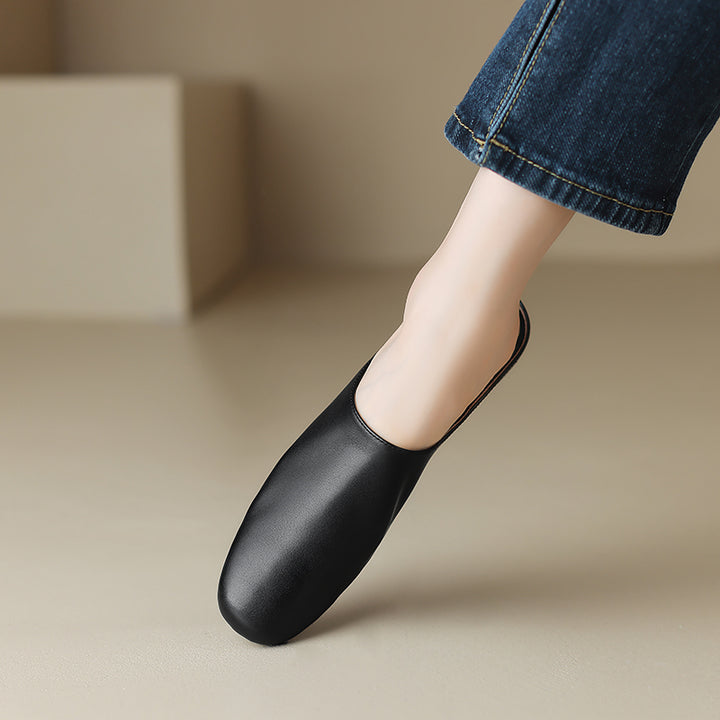 Women's Leather Retro Minimalist Comfort Mule Shoes