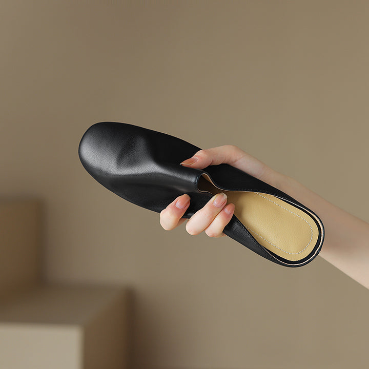 Women's Leather Retro Minimalist Comfort Mule Shoes