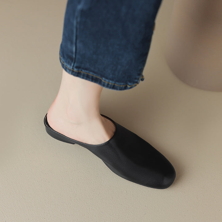 Women's Leather Retro Minimalist Comfort Mule Shoes