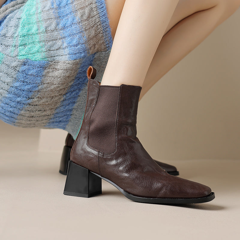 Womens Leather Heeled Chelsea Boot