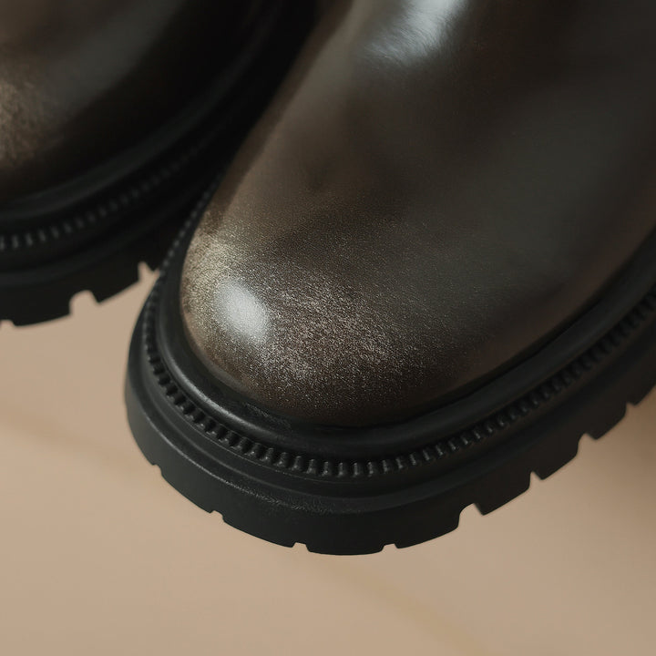 Handmade Genuine Leather Chelsea Ankle Boots – Women’s Platform Slip-On