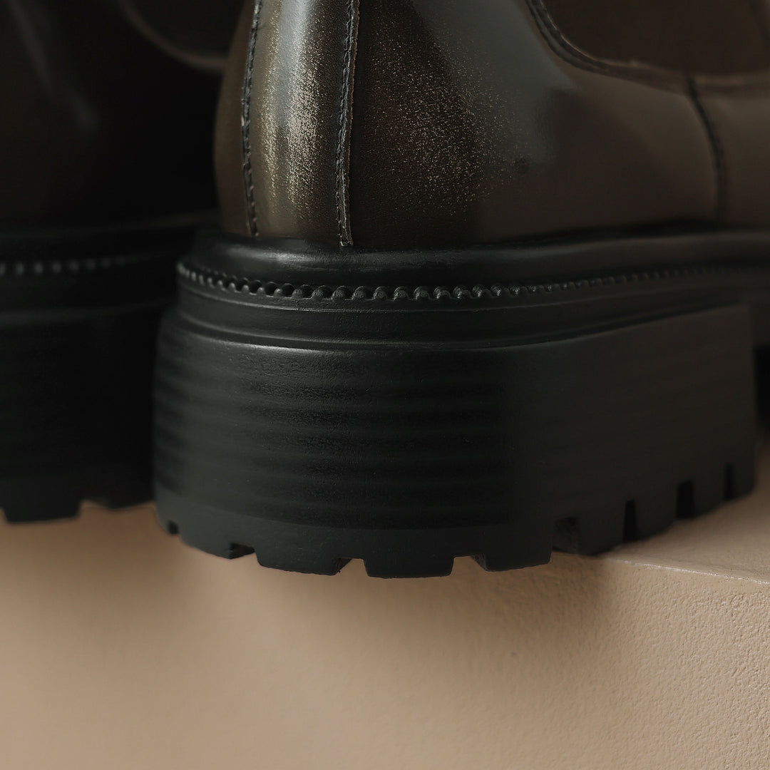 Handmade Genuine Leather Chelsea Ankle Boots – Women’s Platform Slip-On