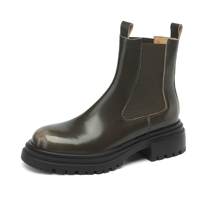 Handmade Genuine Leather Chelsea Ankle Boots – Women’s Platform Slip-On