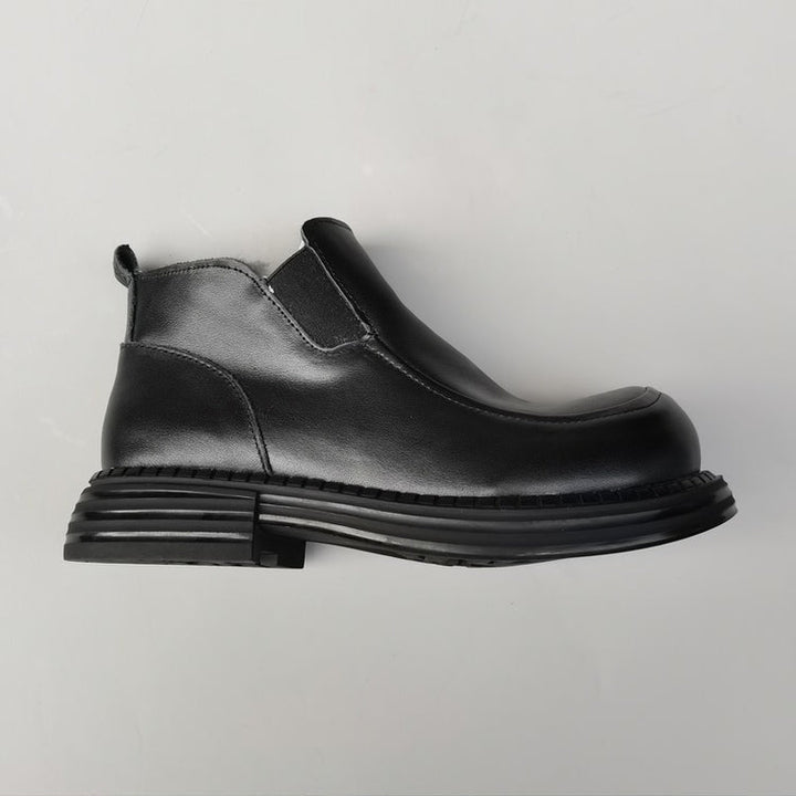 Women's British-Style Wide Toe Derby Boot – Wool Plush, Comfortable Fit