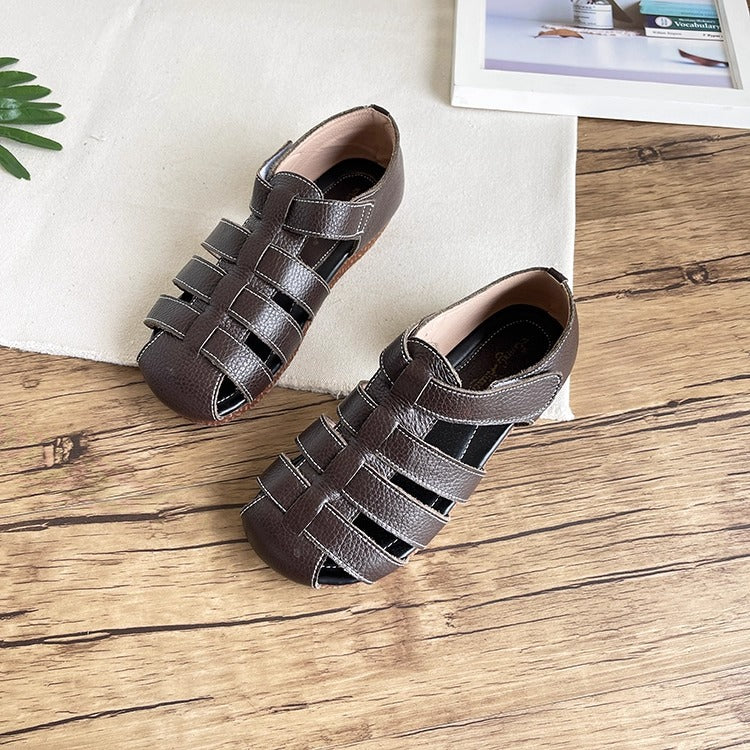 Women's Soft Leather Closed-Toe Fisherman Sandals – Casual & Breathable