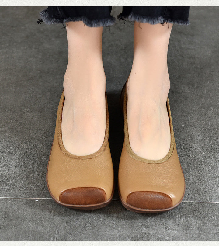 Comfortable Women's Slip-On Square-Toe Flats – Soft Casual Shoes