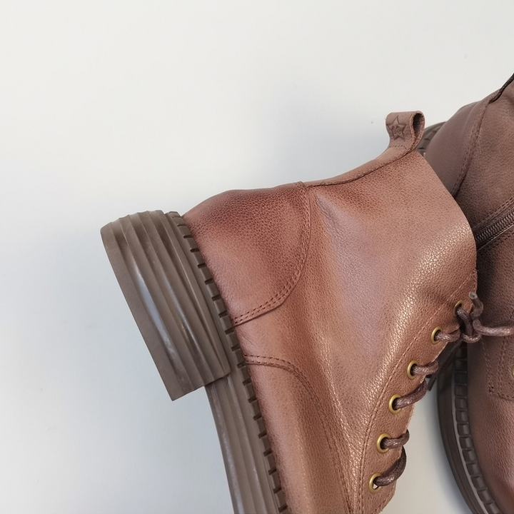 Wide-toe Box Handmade Genuine Leather Ankle Boots Casual Comfortable Women's Shoes